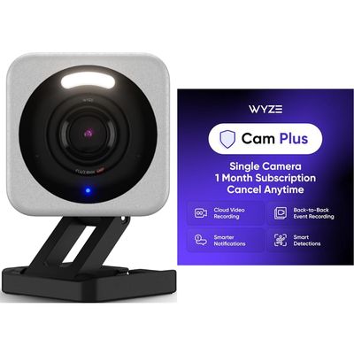 Wyze Cam v4 Grey with Wyze Cam Plus Monthly, covers 1 Wyze camera, Auto-Renews at $2.99/Month, Activation Required, Cancel Anytime