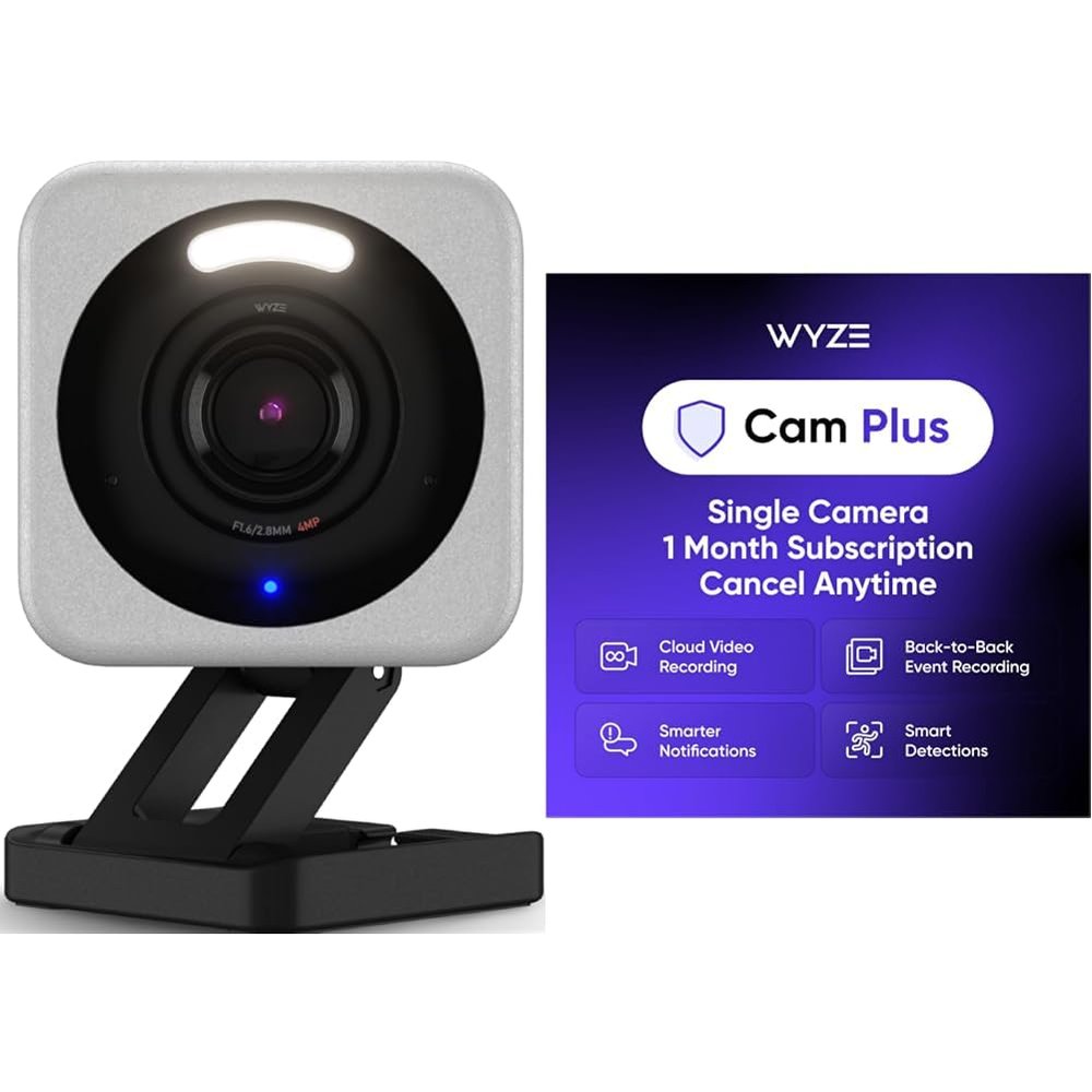 Wyze Cam v4 Grey with Wyze Cam Plus Monthly, covers 1 Wyze camera, Auto-Renews at $2.99/Month, Activation Required, Cancel Anytime