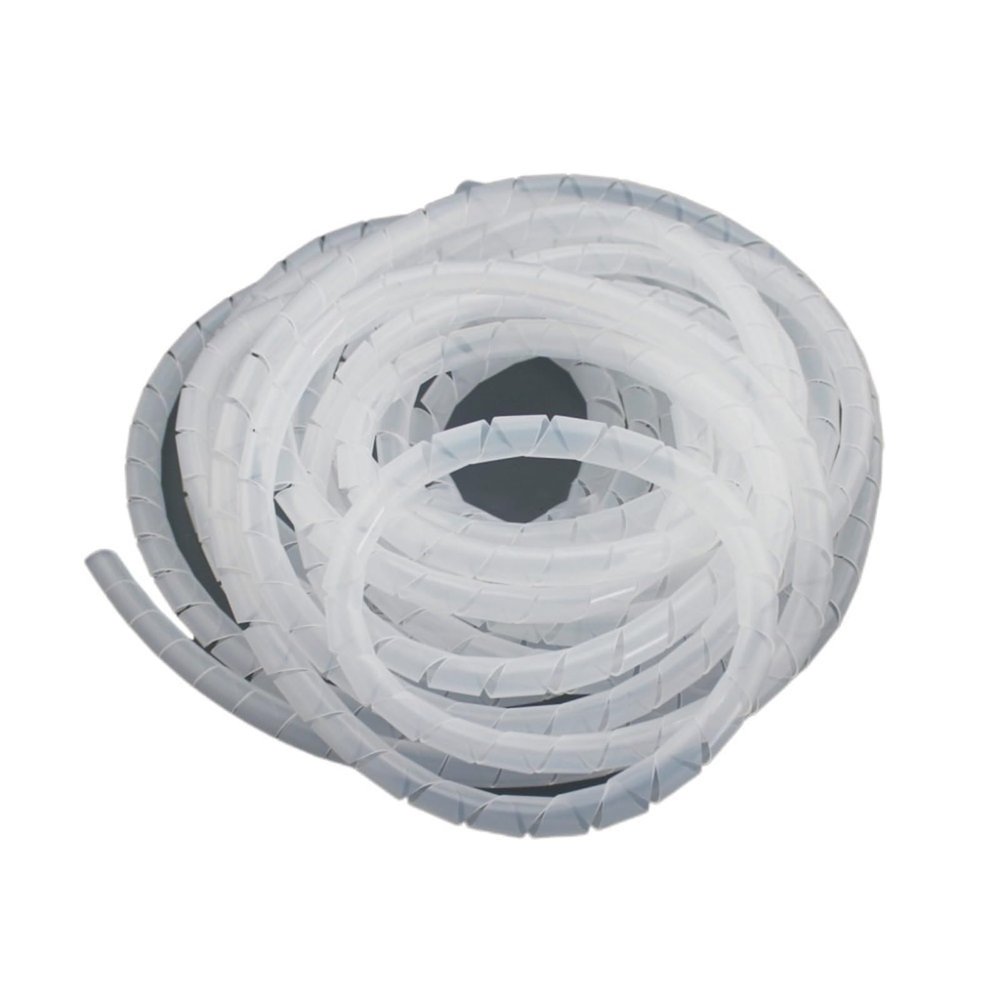 ELLANA spiral protector 1pc Cable Management Protector 4mm to 30mm Plastic Winding Pipe Spiral Wrapping White Black Wire Organizer Sheath Tube Sleeve wraps cable(White,8mm ID 12 meters)