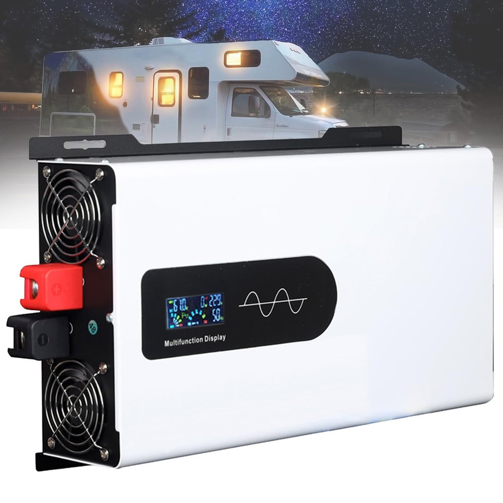 Pure Sine Wave Power Inverter 5000W/6000W - DC to AC Converter with Dual AC Outlets, Dual Cooling Fan, Car Plug Adapter Outlet for Laptop Emergency Power,6000W-12Vto110V