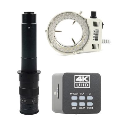 4K UHD IMX678 Lab Digital Microscope TF HDMI USB Type-C PC Industrial Electronic Microscope Camera for Phone CPU PCB Repair(300x Lens with Light)