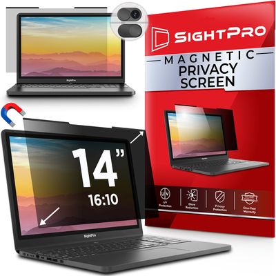 SightPro Magnetic Laptop Privacy Screen 14 Inch 16:10 - Patented Removable Laptop Privacy Filter Shield and Protector