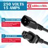 CablesAndKits - AC Power Cord Extension 10ft (3m) - C14 to C15-15A/250V, 14 AWG Power Cord - Heavy-Duty Power Cable for PDU, UPS, Electronics, Network and Data Center Needs - (Black) view 3
