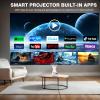 HY300Pro Mini Projector with WIFI and Bluetooth,Portable Projector 4K 1080P Support ,Auto Keystone Correction,200 ANSI Lumens,40"-130'' Screen Movie Projector, Smart Projector with Android 11.0 view 2