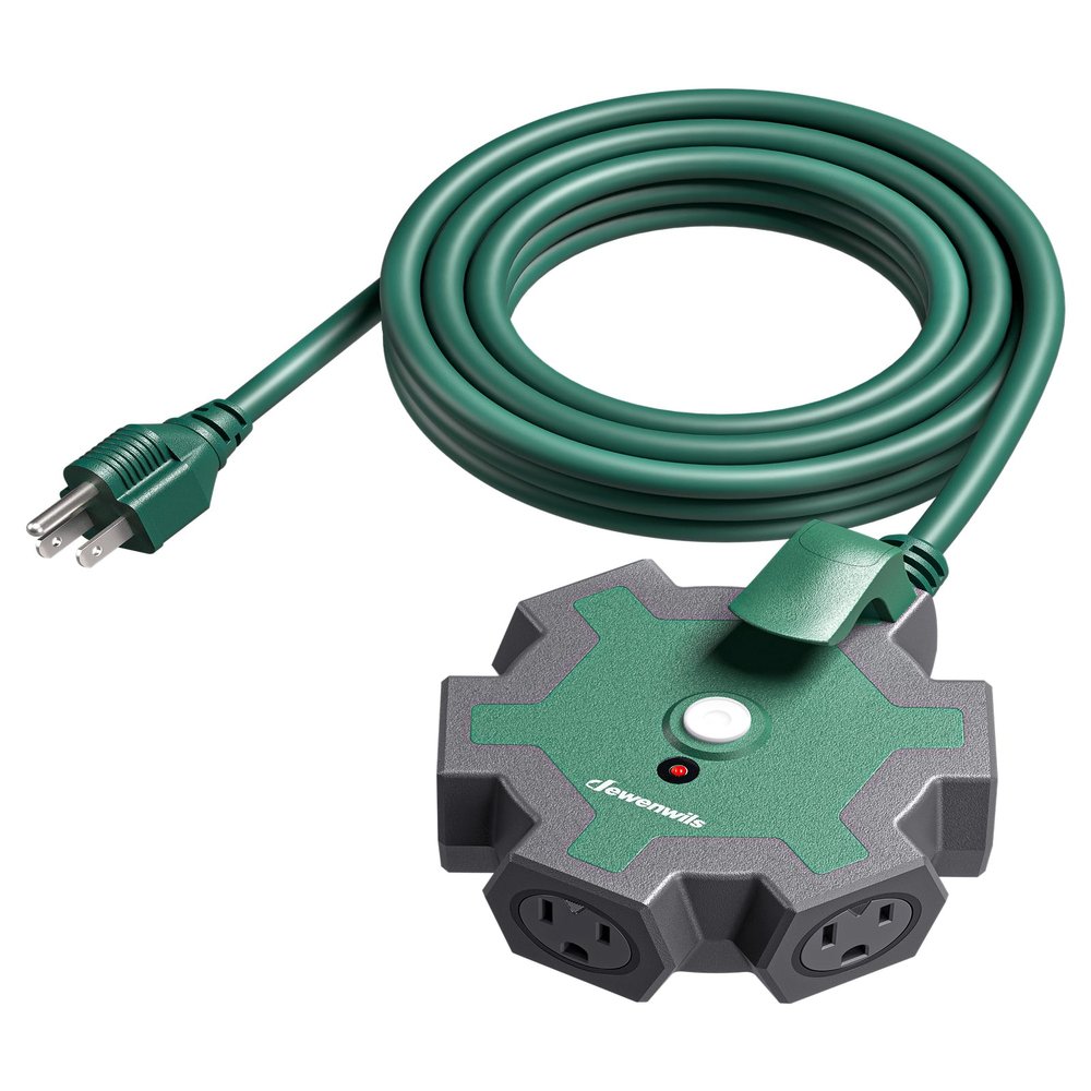 DEWENWILS Industrial Power Strip, Multifaceted Head Heavy Duty Extension Cord, ETLus List, 15FT STJW 14/3C Line Length, 5-Outlet Power Hub for for Garage, Workshop