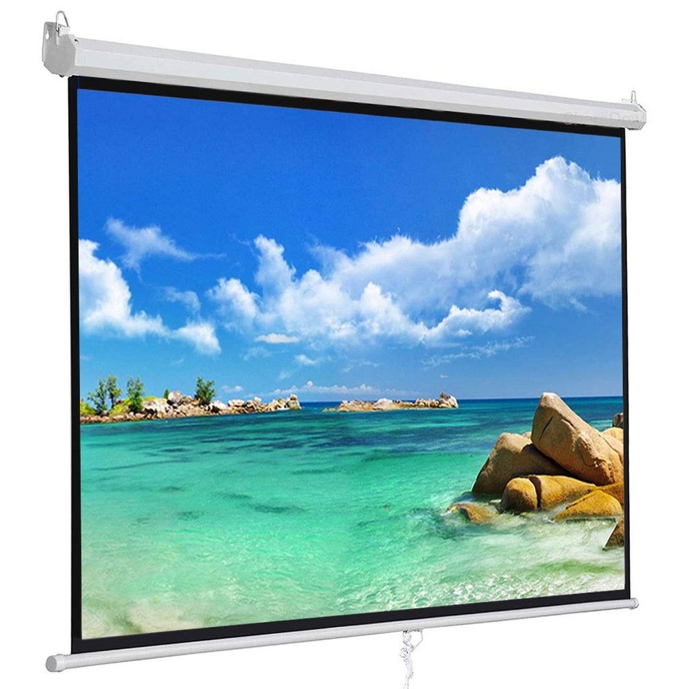 ZUIAI Manual Pull Down Projector Screen 120 inch 4:3 Widescreen Retractable Auto-Locking Portable Projection Screen