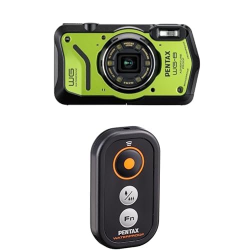 Bundle of PENTAX WG-8 Green + Pentax 39892 Waterproof Remote Control Black