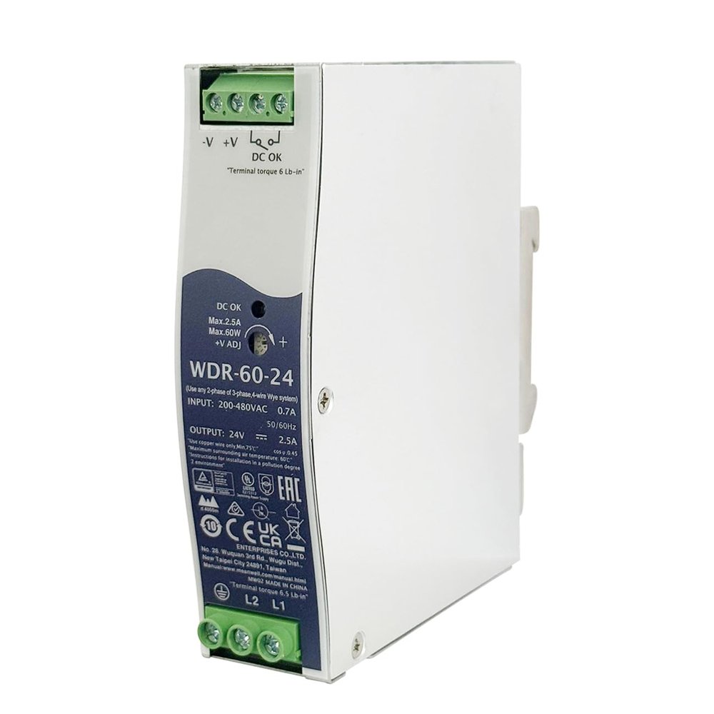 (1PC) WDR-60-24 60W Ultra Wide Input Industrial DIN Rail Power Supply 24V 2.5A