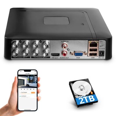 Fuers 8CH Security DVR Recorder for Home Security Camera System, Only Work with 2MP/3MP/4MP/5MP HD Analog Cameras, 24/7 Recording to Pre-Installed 2TB Hard Drive, Mobile APP & PC Remote
