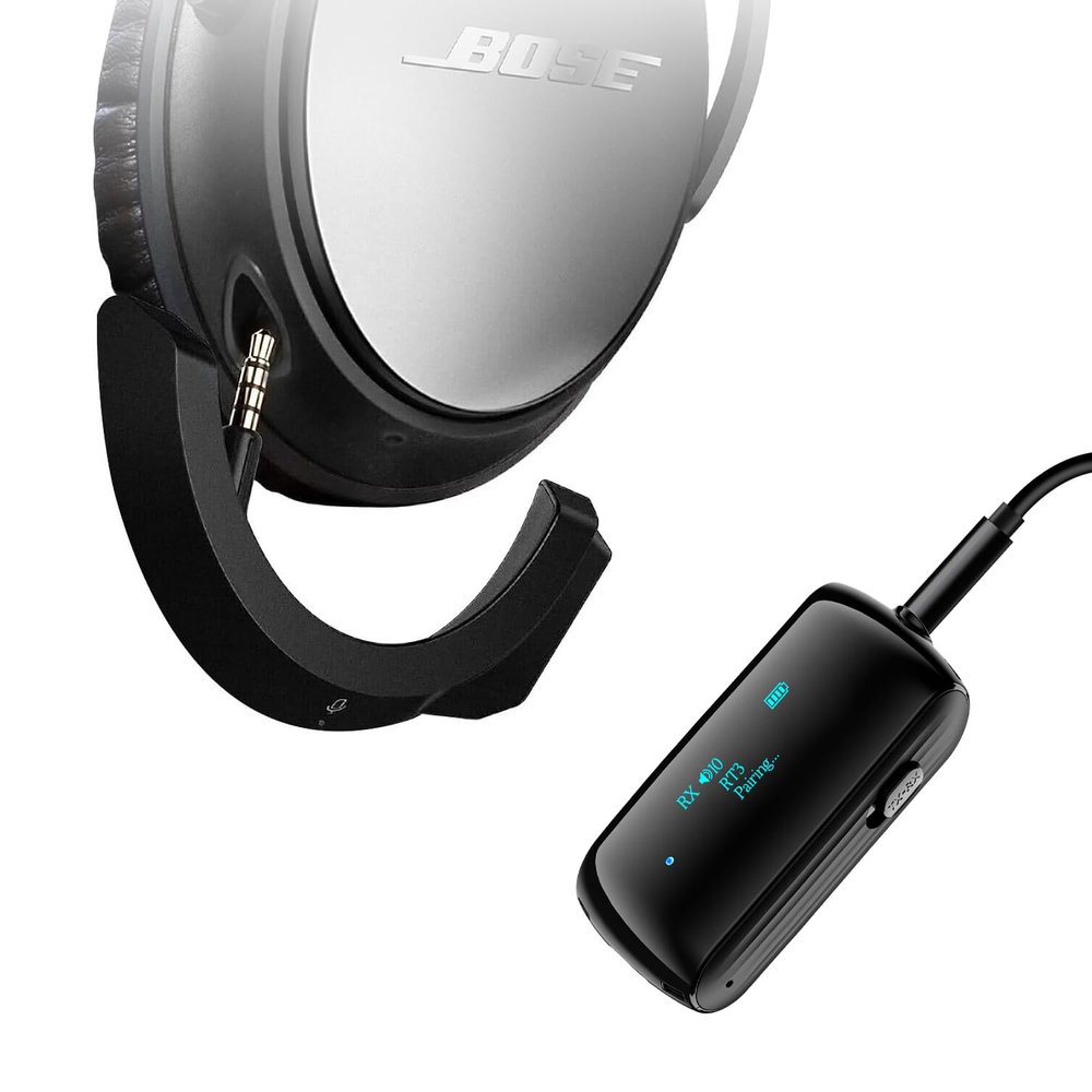 YOCOWOCO Wireless Bluetooth Adapter for Bose QC25 and Bluetooth Transmitter & Receiver Black
