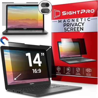 SightPro Magnetic Laptop Privacy Screen 14 Inch 16:9 - Patented Removable Laptop Privacy Filter Shield and Protector