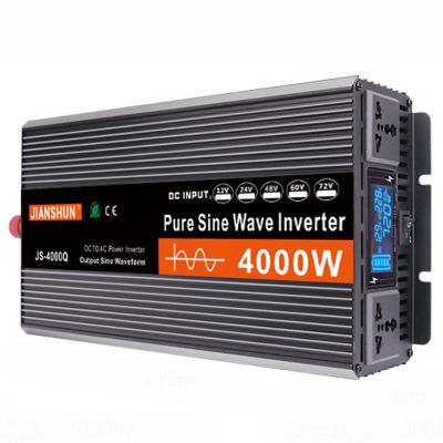 3000W 4000W 5000W 6000W (Peak) Pure Sine Wave Power Inverter, Intelligent Solar Power Inverter 12V/24V DC to 110V AC Converter with LCD Display, AC Outlets,for RV Truck Camping,4000W-24V