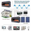 3000W 4000W 5000W 6000W (Peak) Pure Sine Wave Power Inverter, Intelligent Solar Power Inverter 12V/24V DC to 110V AC Converter with LCD Display, AC Outlets,for RV Truck Camping,4000W-24V view 3