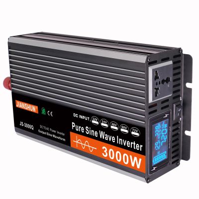 3000W 4000W 5000W 6000W (Peak) Pure Sine Wave Power Inverter, Intelligent Solar Power Inverter 12V/24V DC to 110V AC Converter with LCD Display, AC Outlets,for RV Truck Camping,3000W-12V