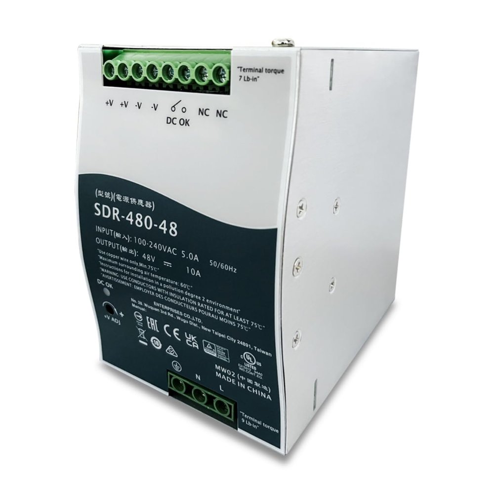 (1PC) SDR-480-48 480W Single Output Industrial DIN Rail with PFC Function 48V 10A