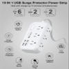 4 USB(2 USB C) Surge Protector Power Strip with Switch- 6 Ft Flat Braided Extension Cord with 6 Widely Outlets, Flat Plug Wall Mount Desk USB Charging Station for Home Office Dorm Room Travel 1625W view 2