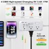 4 USB(2 USB C) Surge Protector Power Strip with Switch- 6 Ft Flat Braided Extension Cord with 6 Widely Outlets, Flat Plug Wall Mount Desk USB Charging Station for Home Office Dorm Room Travel 1625W view 3