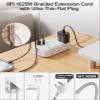 4 USB(2 USB C) Surge Protector Power Strip with Switch- 6 Ft Flat Braided Extension Cord with 6 Widely Outlets, Flat Plug Wall Mount Desk USB Charging Station for Home Office Dorm Room Travel 1625W view 4