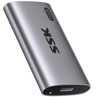 SSK 512GB SSD External Hard Drive, Portable SSD Up to 550MB/s Fast Solid State Drives External, USB 3.2 Gen2 for iPhone 15/16 Pro, Win, Mac, Android with LED Light, Trim, Smart Supported