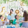 CRTPOD Baby Shower Jungle Safari Backdrop Oh Baby Cartoon Green Leaves Wooden Background Newborn Photography Banner for Baby Birthday Party Decorations Photo Studio Photobooth Props 10x6.5ft view 4