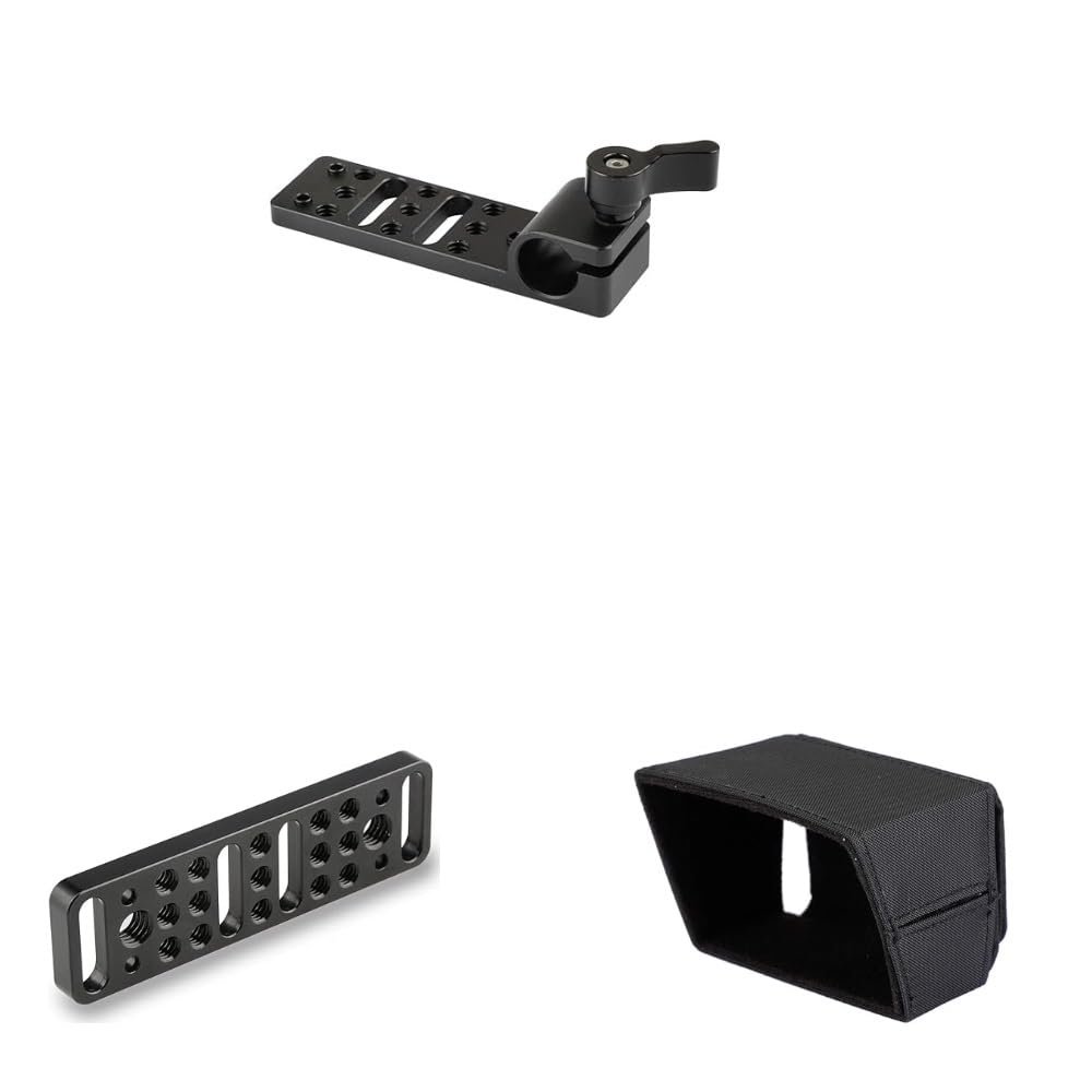 CAMVATE 15mm Rod Clamp Cheeseplate + Multi-Function Mounting Plate + Camera LCD Screen Hood Sun Shield