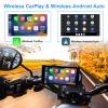 FancyTiger 5.5" Portable Motorcycle Carplay with Android Auto Waterproof Carplay Screen, GPS Navigation System, Siri, Google Assistant, Motorcycle Dash Cam, Accessories for Men, Dual 1080P HD Camera view 2