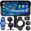 FancyTiger 6.25" Motorcycle Carplay with GPS Navigation System, IPS Waterproof Touchscreen, Inculed SD-128GB, TPMS, HD Touch Screen Auto and Dual 1080P Camera/Dash Cam, Support iOS/Android, BT, Siri view 1