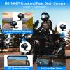 FancyTiger 6.25" Motorcycle Carplay with GPS Navigation System, IPS Waterproof Touchscreen, Inculed SD-128GB, TPMS, HD Touch Screen Auto and Dual 1080P Camera/Dash Cam, Support iOS/Android, BT, Siri view 3