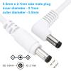 PATIKIL 3Ft 5.5mm x 2.1mm Male to Male DC Power Extension Cable, 4 Pcs Wire Adapter 90 Degree Right Angle Cord for LED Strip Router Surveillance Camera, White view 2