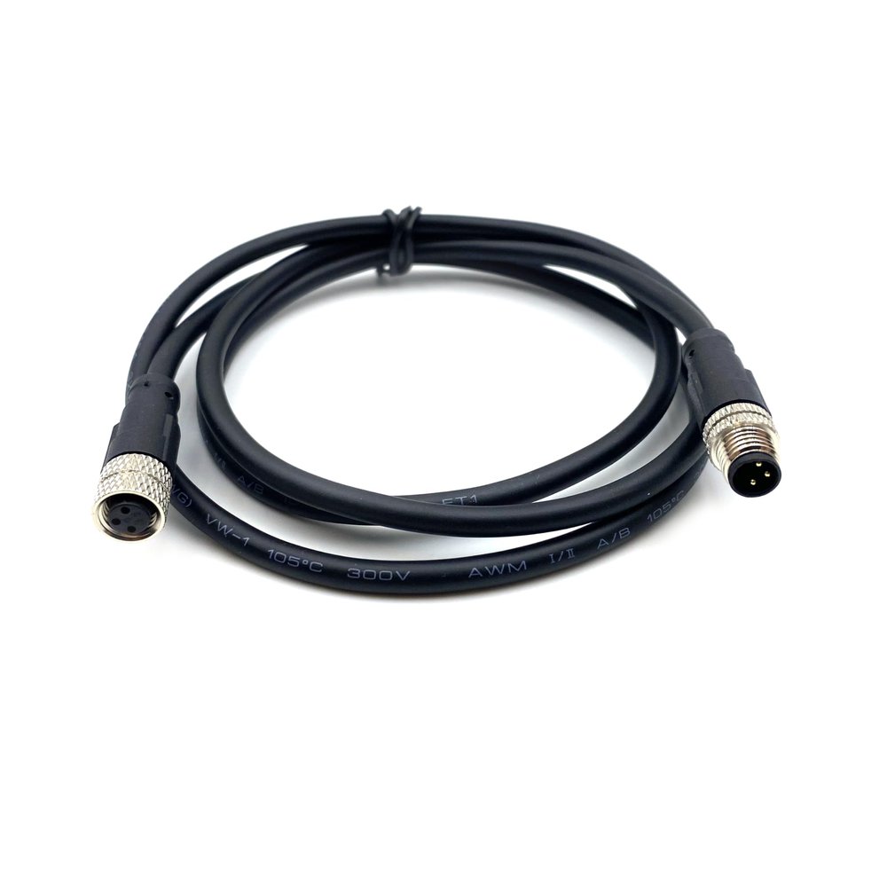 BOUUNCIY 16.4ft M8 3 Pins Connector Cable, Male to Female Circular Connector Molding Cable A Code Straight Industrial Molded Wire IP67 Waterproof Unshielded PVC Wire 60V 4A AC/DC AWG24 (5Meter)