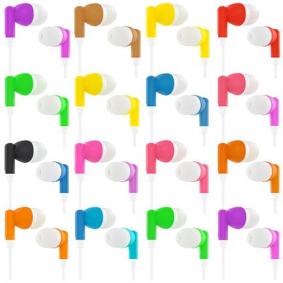 16 Pack Kids Earbuds Wired Ear Buds Classroom corded Headphones Set Learning Earphones with microphone school Student headset Bulk for computer Laptop Gym Computer PL 3.5 Jack cheap Travel Airplane