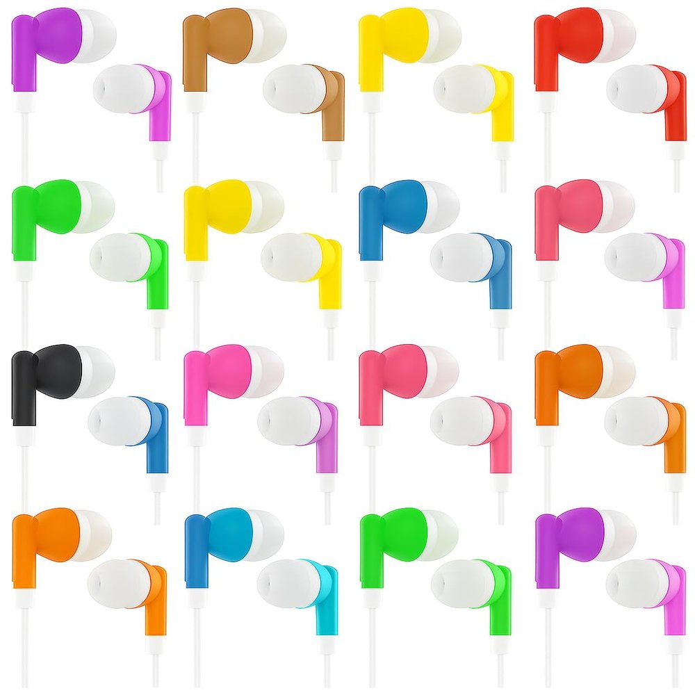 16 Pack Kids Earbuds Wired Ear Buds Classroom corded Headphones Set Learning Earphones with microphone school Student headset Bulk for computer Laptop Gym Computer PL 3.5 Jack cheap Travel Airplane