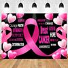 Breast Cancer Awareness Banner Backdrop for Pink Ribbon Party Decor, Breast Cancer Awareness Banner Decorations for Photography Background, Pink Ribbon Walk Charity Theme Party Supplies 9x6ft view 1