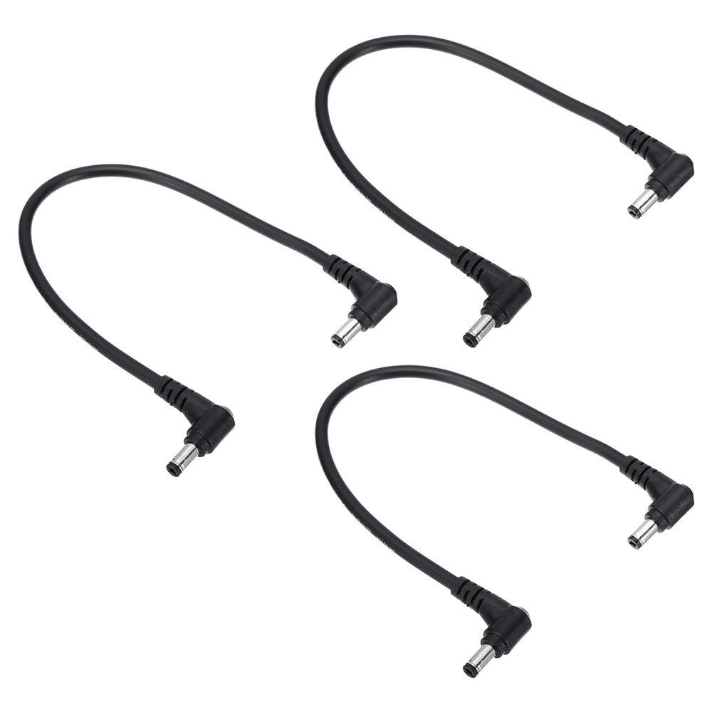 PATIKIL 1Ft 5.5 x 2.1mm Male to Male DC Power Cable, 3Pcs 18AWG Wire Adapter 90 Degree Right Angle Connector Cord for LED Strip DVR Router Surveillance Camera