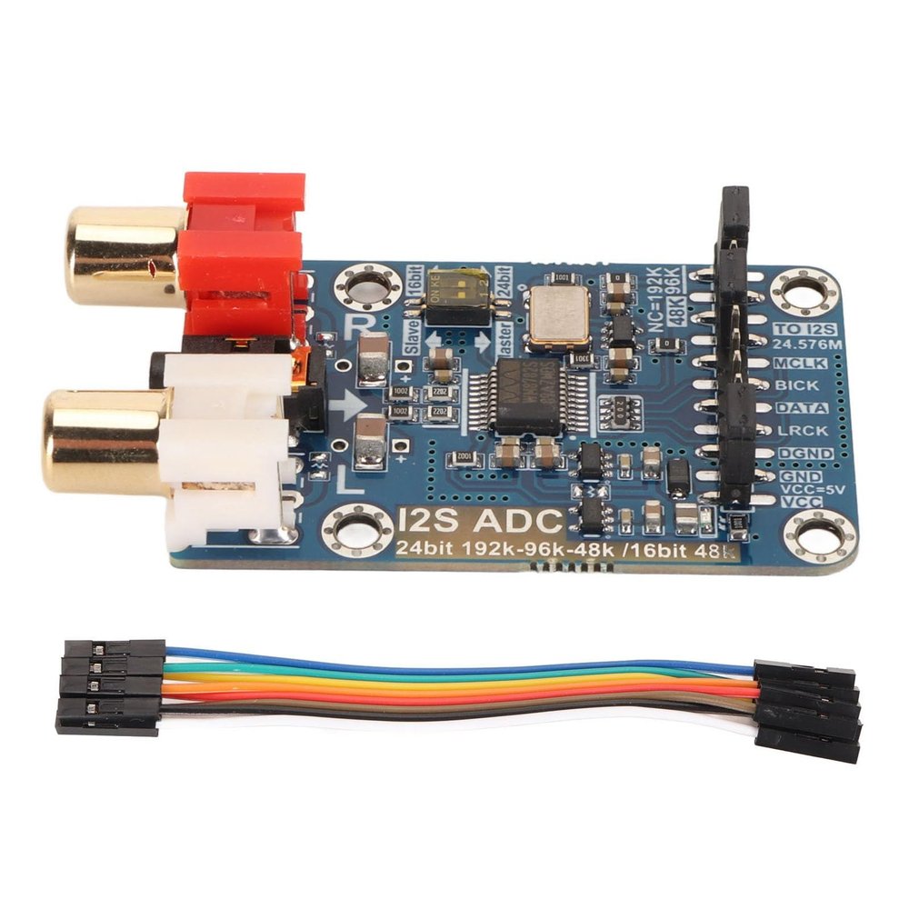 I2S ADC Audio Card Module, 24bit 192k 96k Master Mode Development Board, Lossless Digital Audio I2S ADC Decoder, 3.5mm or Input