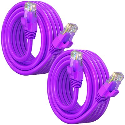 Maximm Cat 6 Ethernet Cable 12 ft (2-Pack) - High-Speed LAN Cable, Internet Cable, Patch Cable, and Network Cable - UTP, 10Gbps, 550MHz Ethernet Cord - Purple