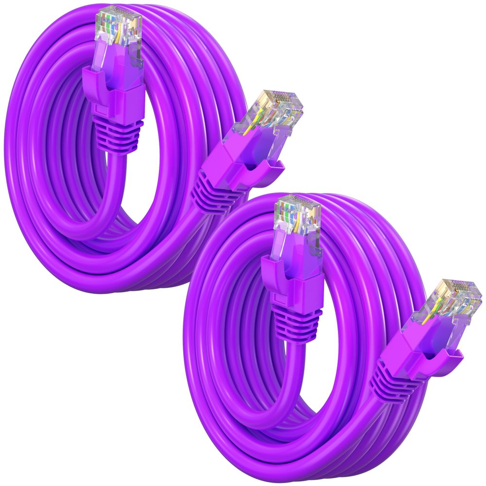 Maximm Cat 6 Ethernet Cable 12 ft (2-Pack) - High-Speed LAN Cable, Internet Cable, Patch Cable, and Network Cable - UTP, 10Gbps, 550MHz Ethernet Cord - Purple