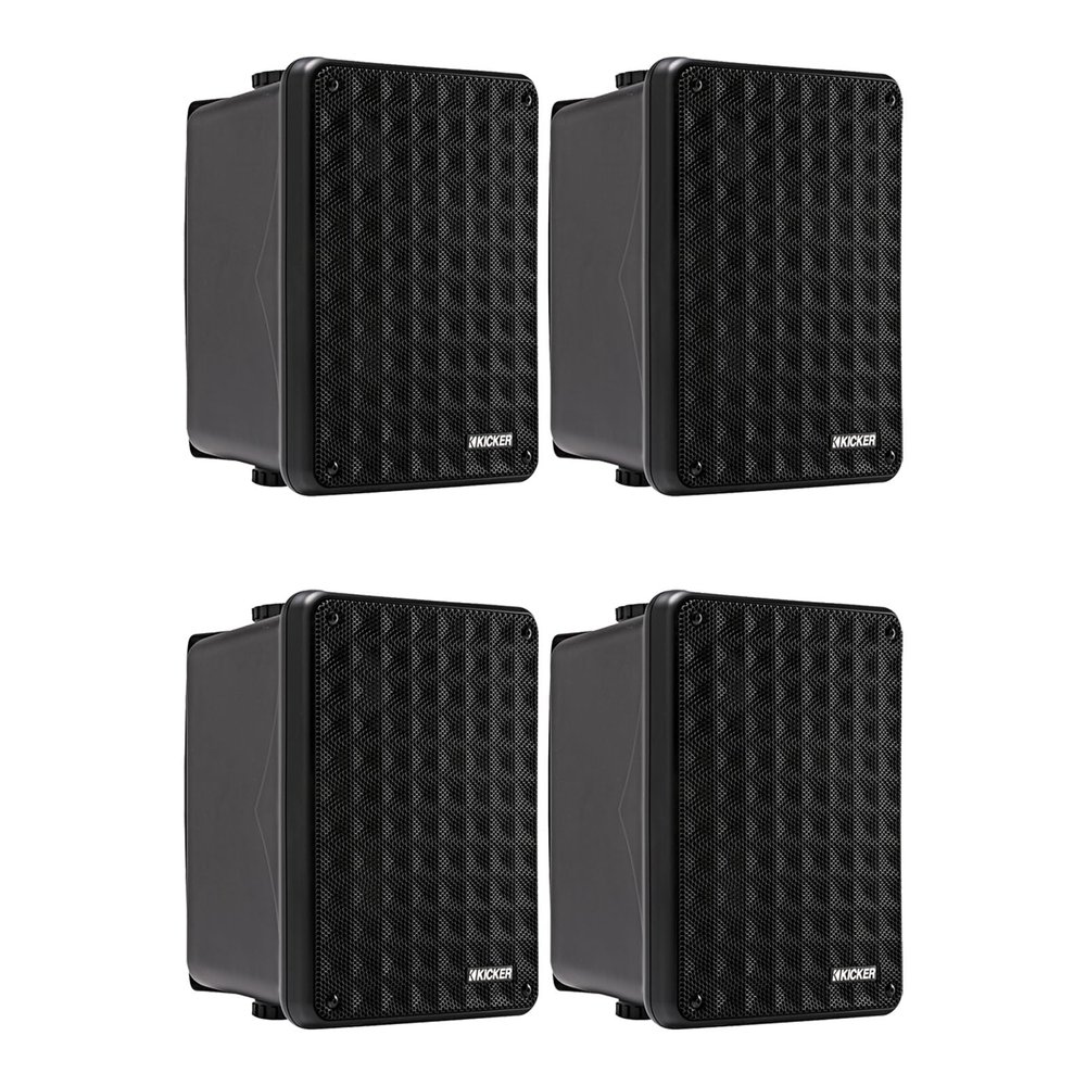 KICKER KB6 6.5" 150 Watt Peak Power 2-Way Full-Range Indoor/Outdoor Black Stereo Speakers (Qty 4)