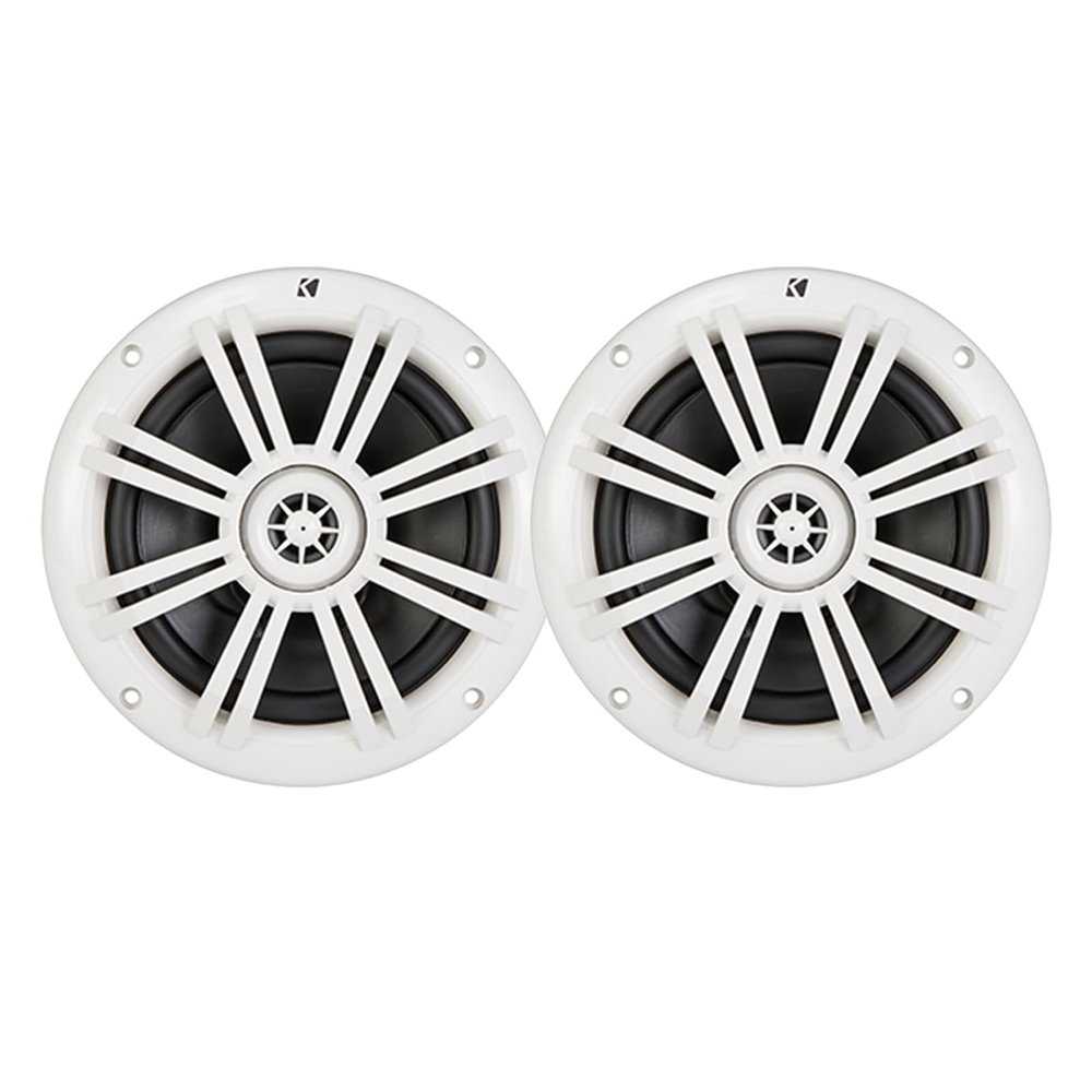 KICKER 6.5" 150 Watt Peak Power 2-Way Marine OEM Replacement White Boat Audio Speakers (Pair)