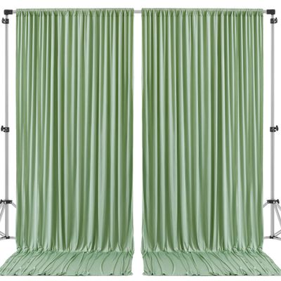 10x10 Sage Green Backdrop Curtain for Wedding Birthday, Wrinkle-Free Polyester Fabric Green Backdrop Drapes for Baby Shower Parties Photo Photography Decoration 5ft x 10ft,2 Panels