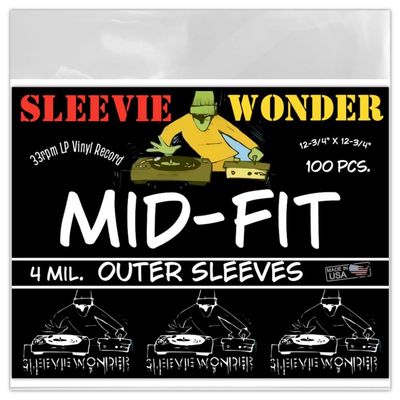 100 LP Outer Sleeves - Mid Fit 4mil USA Polyethylene - Thick Strong Plastic for 33rpm 12" Vinyl Record Albums 12-3/4" x 12-3/4" (+1 Free Dj Sticker)