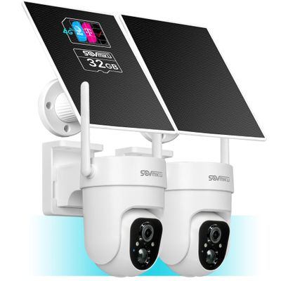 Sovmiku 2CQ3 4G LTE Cellular Security Camera Wireless Outdoor, $14.9/Month for Unlimited Data, Easy to Setup, IP65 Waterproof,No Wi-Fi Surveillance Cam Two Way Audio, Color Night Vision, 32GB Included