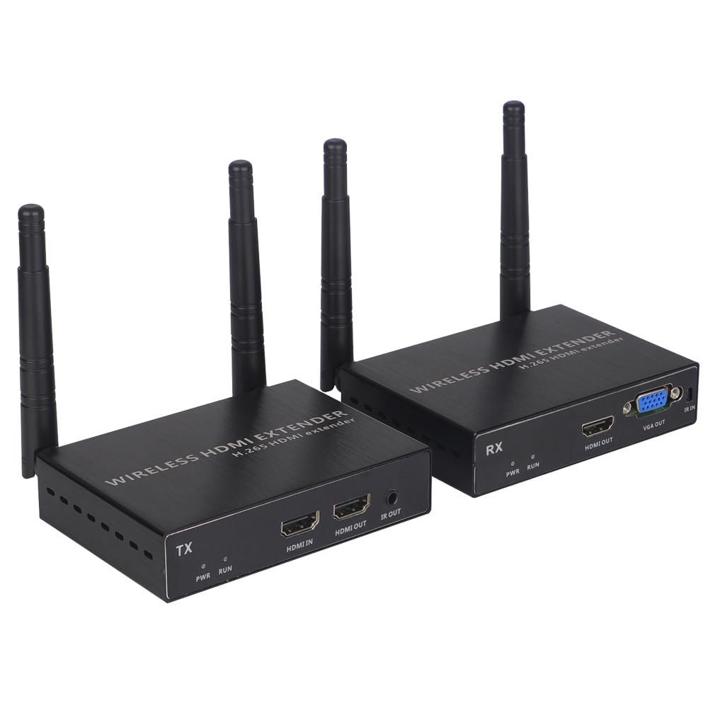 EXVIST 100M 1080P VGA Wireless HDMI Transmitter Receiver Kits W/HDMI & VGA Loop-Out, Up to 328 Feet, IR Support, Suitable for Transmitting from Laptop, PC, YouTube, PS4 to HDTV or Projector