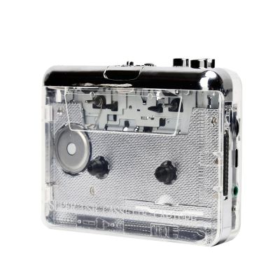 HXBER TON010 Portable Cassette to MP3 Player Mini USB Tape Player MP3 Converter with 3.5mm AUX Input Software CD Cassette Capture Audio Music Player Compatible with PC Laptop, Transparent
