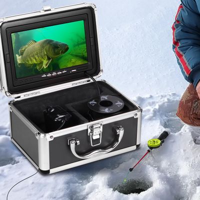 [FishPRO 2026 Upgrade] Underwater Fishing Camera 1200TVL, 7'' Ice Fishing Camera Underwater[Aluminum Box], Fish Finder Ice Fishing Gifts for Men, IR+LED, 4,500mAh, 65ft
