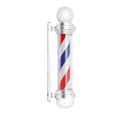 Beuioslyr Wall-Mounted Pole Lamp, 32'' LED Barber Pole Light Classic Style Barbershop Rotating Light FixtureRed, White and Blue Barbershop Lamp Pole LED Hair Salon Open Classic Sign (32")