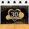 30th Anniversary Backdrop Wedding Anniversary Decorations Backdrop Black Gold 30th Anniversary Banner Backdrop Happy 30 Anniversary Party Supplies Party Banner Photography Background 10x8ft view 2