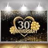 30th Anniversary Backdrop Wedding Anniversary Decorations Backdrop Black Gold 30th Anniversary Banner Backdrop Happy 30 Anniversary Party Supplies Party Banner Photography Background 10x8ft view 3