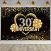 30th Anniversary Backdrop Wedding Anniversary Decorations Backdrop Black Gold 30th Anniversary Banner Backdrop Happy 30 Anniversary Party Supplies Party Banner Photography Background 10x8ft view 4