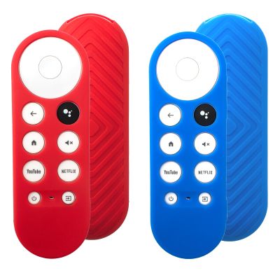 2 Pack Remote Cover Compatible with 2020 Chromecast with Google TV Voice Remote, Anti Slip Silicone Case Cover (Ocean Blue + Red)